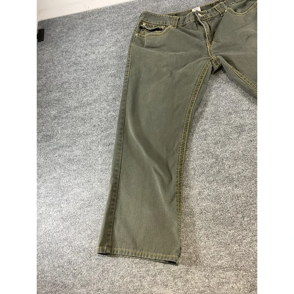 True Religion USA Made Jeans Mens 42x28 Olive Green Straight Denim Pants Y2K
